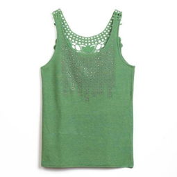 嵐山湖 2012新款韓版夏裝修身滿天星燙鉆鏤空勾花針織小背心